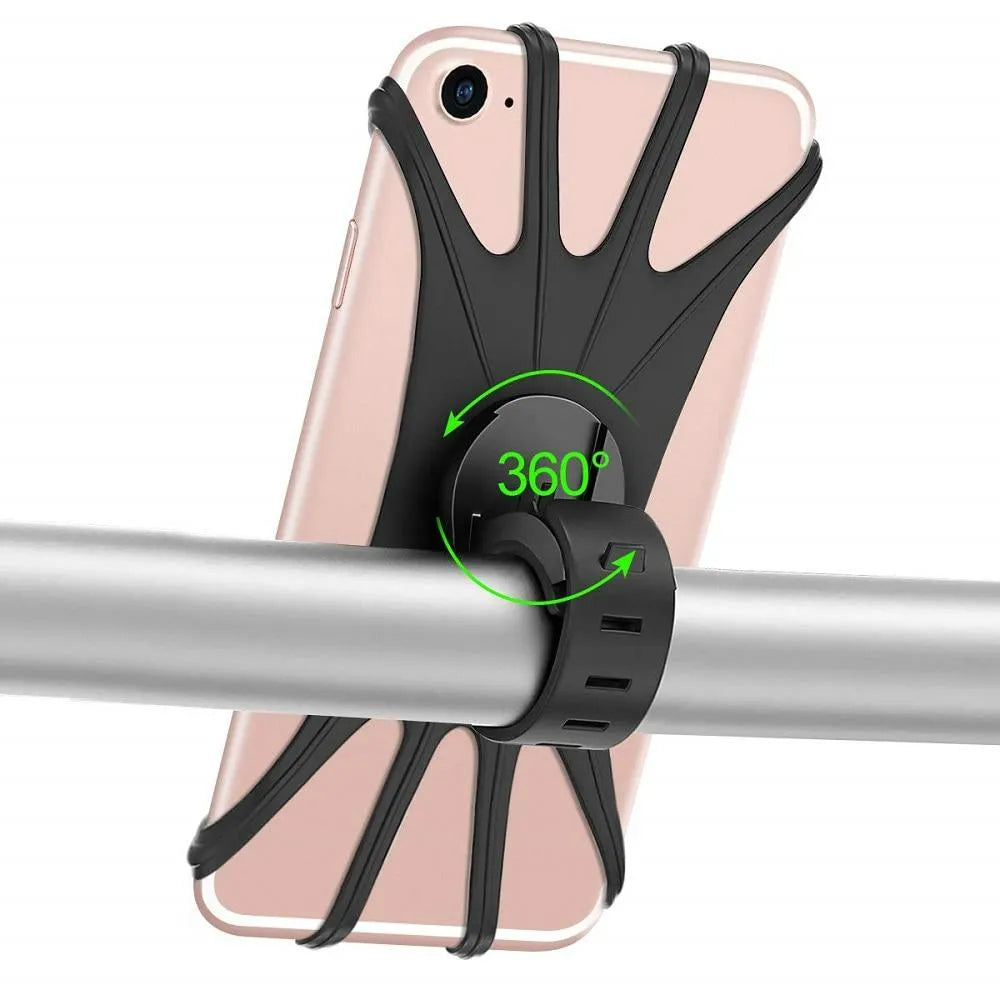 Telefoonhouder fiets – Siliconen stuurhouder motorfiets – Geschikt voor 4-6.5 inch smartphone – Anti slip – Zwart-Ilumina Benelux