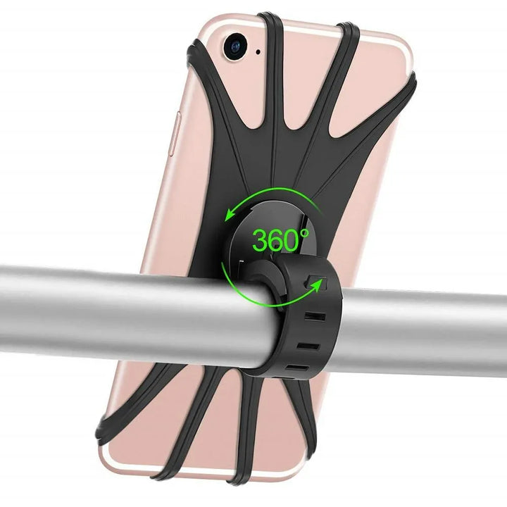Telefoonhouder fiets – Siliconen stuurhouder motorfiets – Geschikt voor 4-6.5 inch smartphone – Anti slip – Zwart-Ilumina Benelux