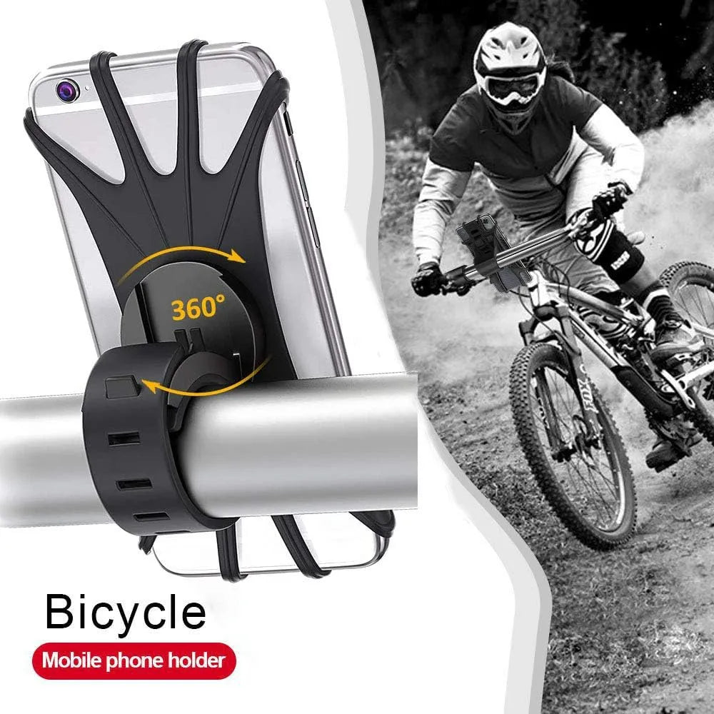 Telefoonhouder fiets – Siliconen stuurhouder – Universeel – Voor mountainbike & motor – Zwart-Ilumina Benelux