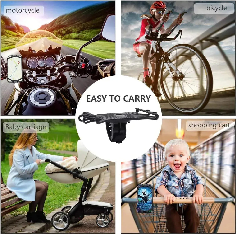 Telefoonhouder fiets – Siliconen stuurhouder – Universeel – Voor mountainbike & motor – Zwart-Ilumina Benelux
