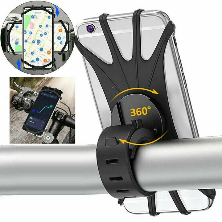 Telefoonhouder fiets – Siliconen stuurhouder – Universeel – Voor mountainbike & motor – Zwart-Ilumina Benelux