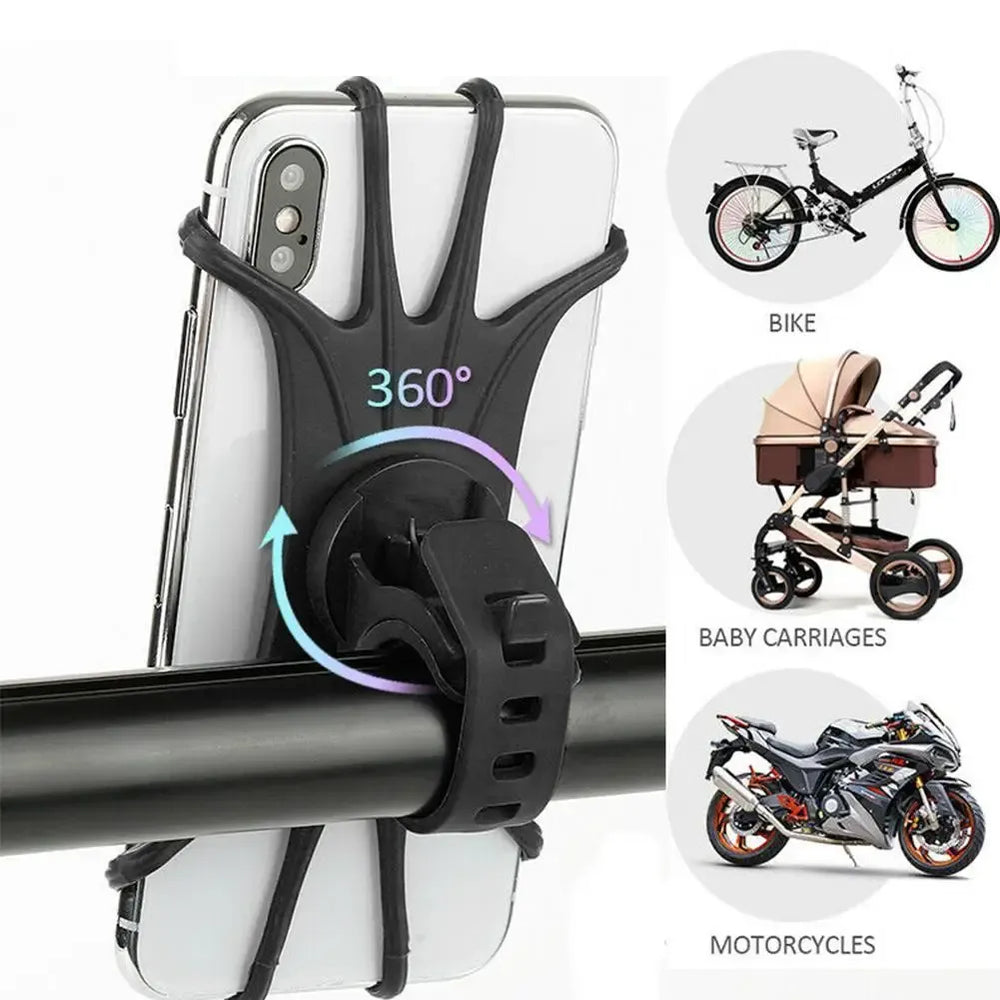 Telefoonhouder fiets – Siliconen stuurmount – Verstelbaar & schokdempend – Universeel 3.5-6.5 inch – Zwart-Ilumina Benelux