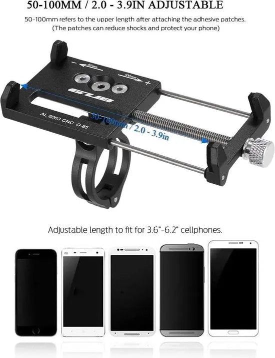 Telefoonhouder fiets – Universeel – Aluminium Beugel – Stevige Stuurmontage – Zilver-Ilumina Benelux