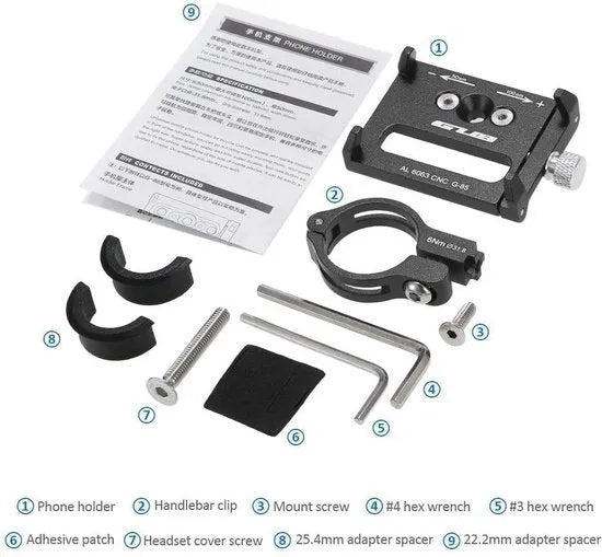 Telefoonhouder fiets – Universeel – Aluminium Beugel – Stevige Stuurmontage – Zilver-Ilumina Benelux