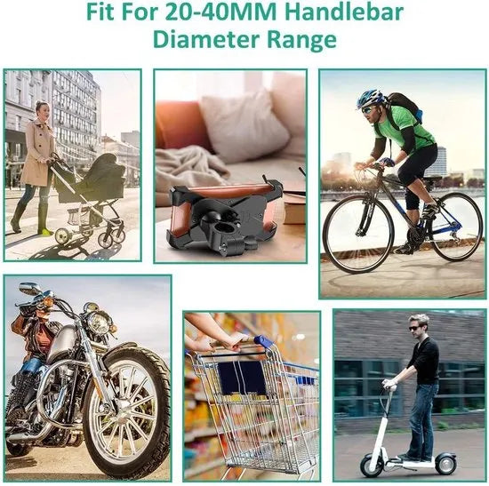 Telefoonhouder fiets – Universeel voor Motor & Scooter – Anti-Schok – 360° Draaibaar & Verstelbaar – Zwart-Telefoonhouders-Ilumina Benelux