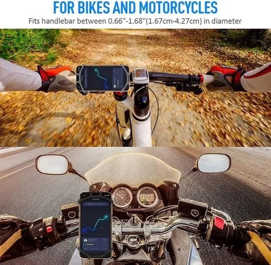 Telefoonhouder fiets – Universeel voor motor/scooter – 360° draaibaar – Stevige stuurmontage – Zwart-Ilumina Benelux