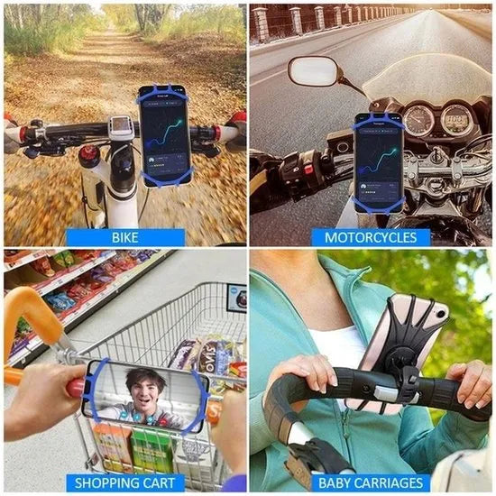 Telefoonhouder fiets – Universeel voor motor/scooter – 360° draaibaar – Stevige stuurmontage – Zwart-Ilumina Benelux