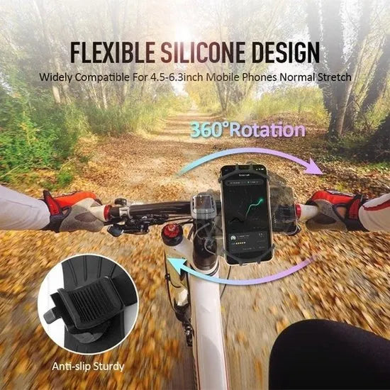 Telefoonhouder fiets – Universeel voor motor/scooter – 360° draaibaar – Stevige stuurmontage – Zwart-Ilumina Benelux