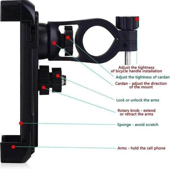 Telefoonhouder fiets – Universele gsm houder – 360° draaibaar – Voor fiets motor scooter – Zwart-Ilumina Benelux