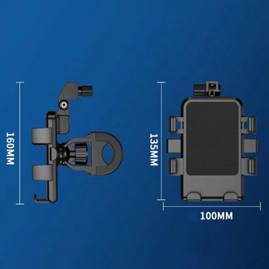 Telefoonhouder fiets – Universele gsm houder met zonneklep – Verstelbare telefoonstandaard – Stevige klem – Zwart-Ilumina Benelux