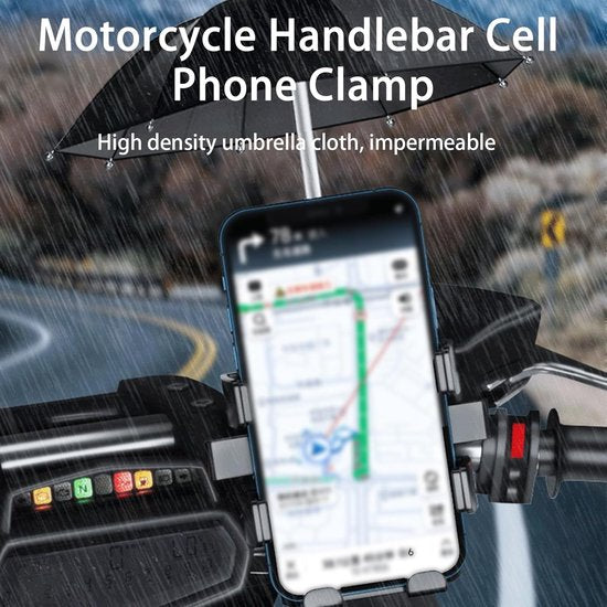 Telefoonhouder fiets – Universele gsm houder met zonneklep – Verstelbare telefoonstandaard – Stevige klem – Zwart-Ilumina Benelux