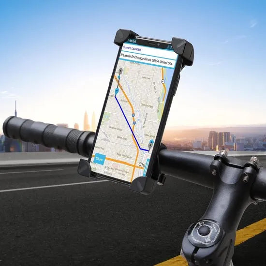 Telefoonhouder fiets – Universele stuur- en spiegelhouder – Voor fiets/motor/scooter – 360° draaibaar – Zwart-Ilumina Benelux