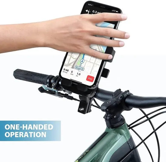Telefoonhouder fiets – Universele stuurhouder – 360° draaibaar – Voor smartphone scooter brommer motor – Zwart-Ilumina Benelux