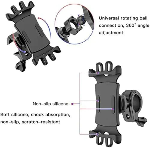 Telefoonhouder fiets – Universele stuurhouder – Schokbestendig – Voor smartphone & scooter – Zwart-Ilumina Benelux