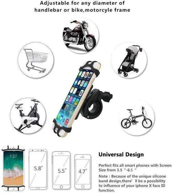 Telefoonhouder fiets – Universele stuurhouder – Stevig & schokbestendig – 360° draaibaar – Zwart-Ilumina Benelux
