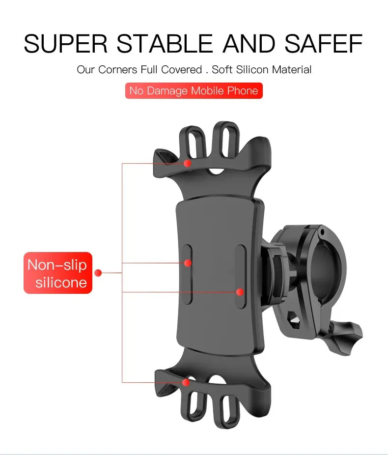 Telefoonhouder fiets – Universele stuurhouder – Stevig & schokbestendig – 360° draaibaar – Zwart-Ilumina Benelux