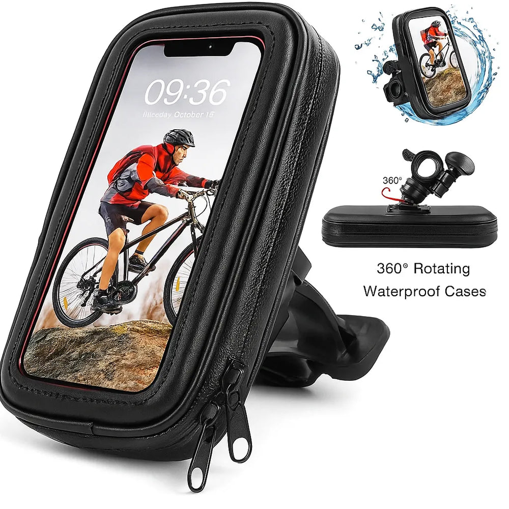 Telefoonhouder fiets – Universele stuurhouder – Voor e-bike motor scooter – 360° draaibaar – Zwart-Ilumina Benelux