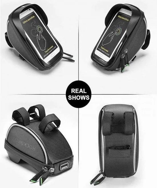 Telefoonhouder fiets – Waterdicht met opbergruimte – Voor racefiets/mountainbike – Universeel voor iPhone & Samsung – Zwart-Ilumina Benelux