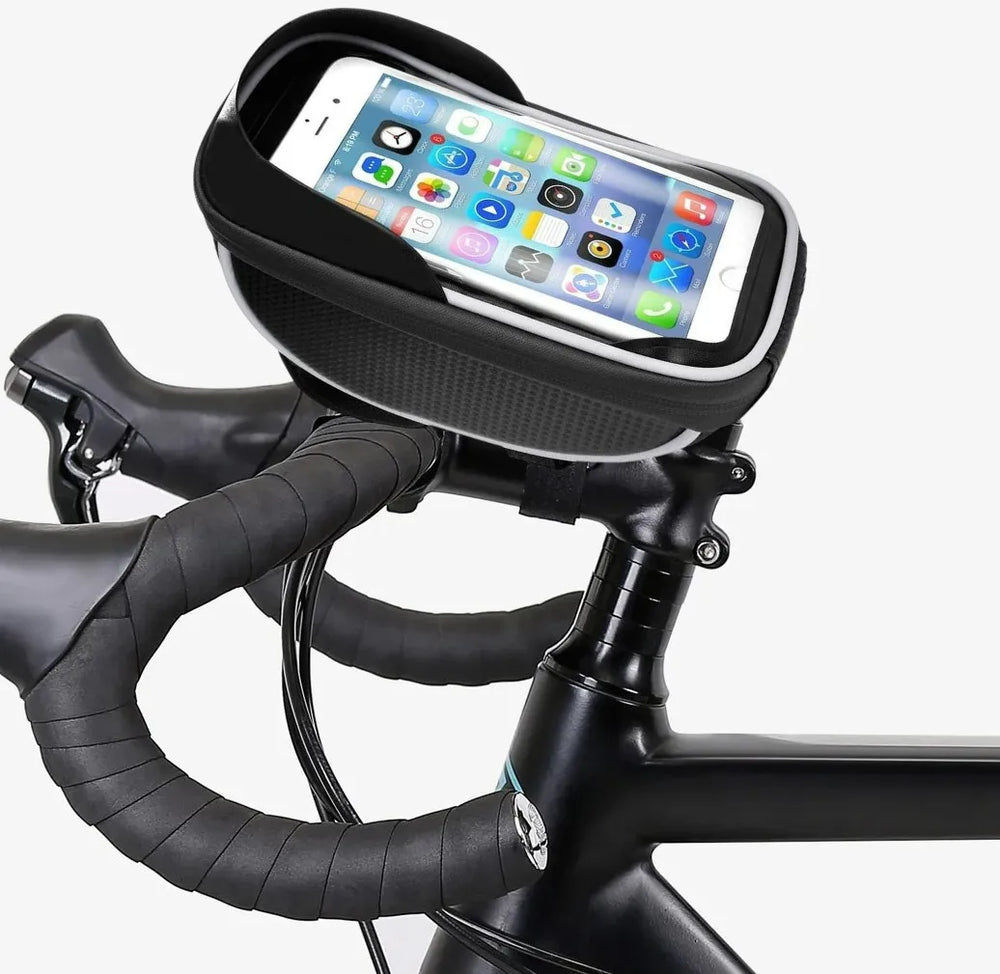 Telefoonhouder fiets – Waterdicht met opbergruimte – Voor racefiets/mountainbike – Universeel voor iPhone & Samsung – Zwart-Ilumina Benelux