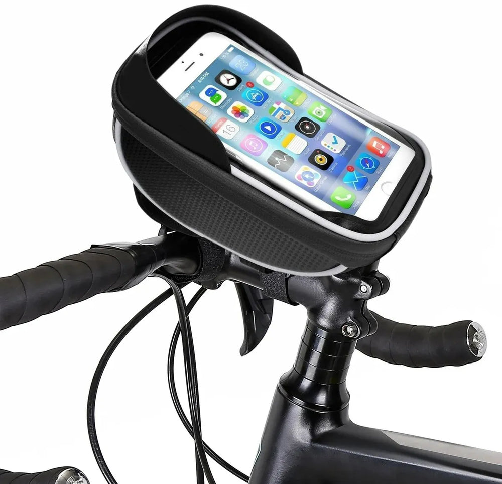Telefoonhouder fiets – Waterdichte frametas met opbergvak – Touchscreen venster – Universeel tot 6,7 inch – Zwart-Ilumina Benelux