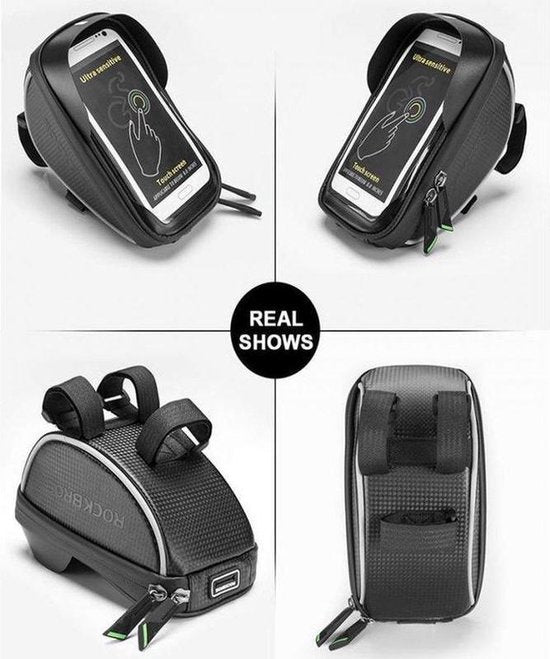 Telefoonhouder fiets – Waterdichte stuurtas met opbergruimte – Touchscreen venster – 360° draaibaar – Zwart