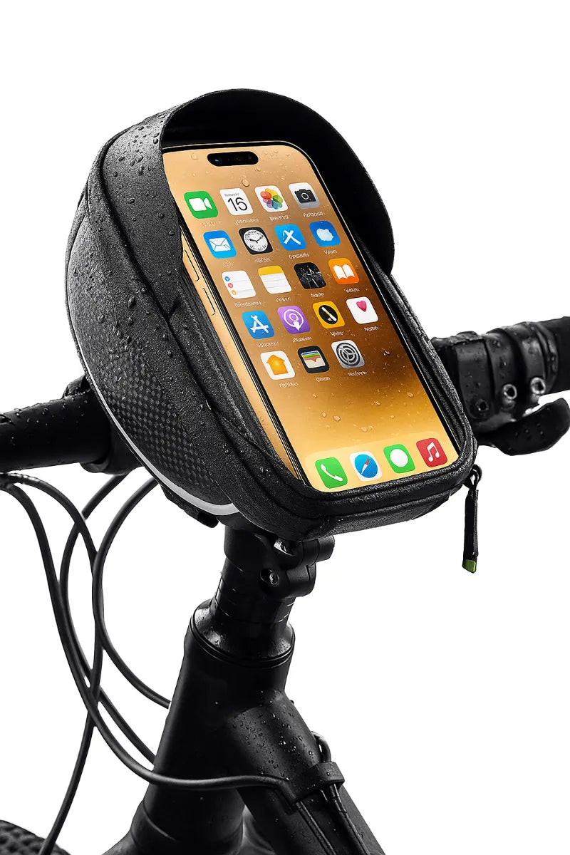 Telefoonhouder fiets – Waterdichte stuurtas – Touchscreen venster – Opbergruimte – Voor smartphones t/m 6,9 inch – Zwart-Ilumina Benelux