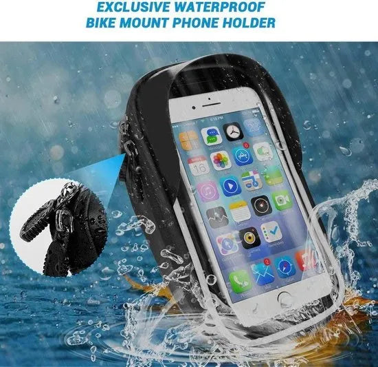 Telefoonhouder fiets – Waterdichte telefoon tas – Apollo – Voor mountainbike & e-bike – Zwart-Ilumina Benelux