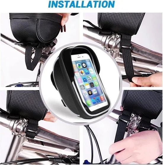 Telefoonhouder fiets – Waterdichte telefoon tas – Apollo – Voor mountainbike & e-bike – Zwart-Ilumina Benelux