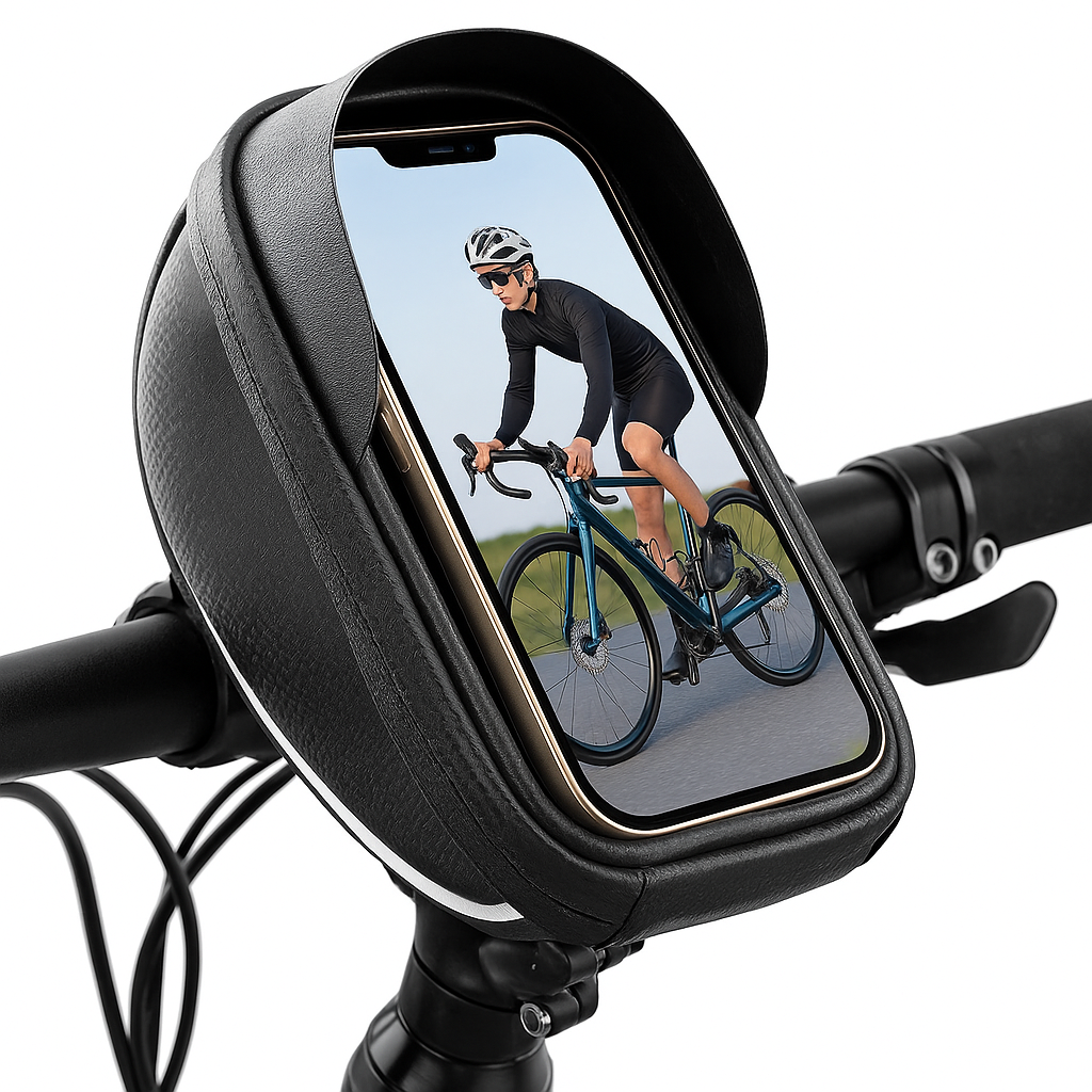 Telefoonhouder fiets – Waterdichte telefoon tas – Apollo – Voor mountainbike & e-bike – Zwart