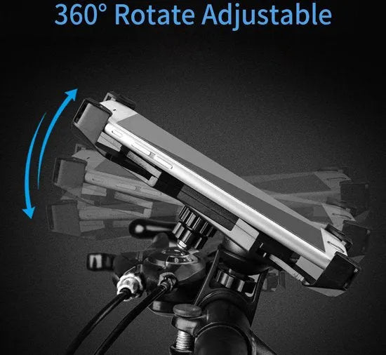 Telefoonhouder motor – Spiegelmontage – Universeel voor smartphone – 360° draaibaar – Zwart-Ilumina Benelux