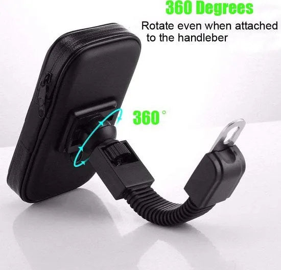 Telefoonhouder motor – Spiegelmontage – Waterdichte telefoontas – Voor scooter & fiets – Zwart-Telefoonhouders-Ilumina Benelux