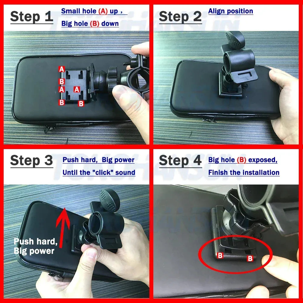 Telefoonhouder motor – Spiegelmontage – Waterdichte telefoontas – Voor scooter & fiets – Zwart-Telefoonhouders-Ilumina Benelux
