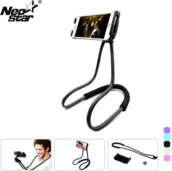 Telefoonhouder nek – Lazy Neck Houder LB-418 – Buigbaar & Universeel – Voor bed, bank, bureau, strand & auto – Zwart-Ilumina Benelux