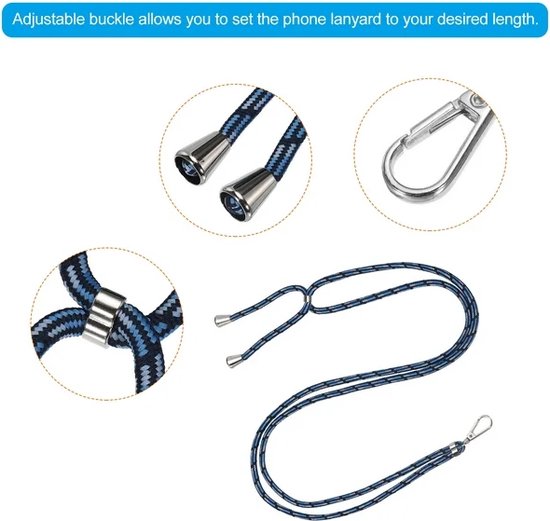 Telefoonkoord universeel – Schouder- en nekkoord – Telefoonketting touw – Ook voor sleutels & ID-badge – Blauw-Telefoonkoord-Ilumina Benelux