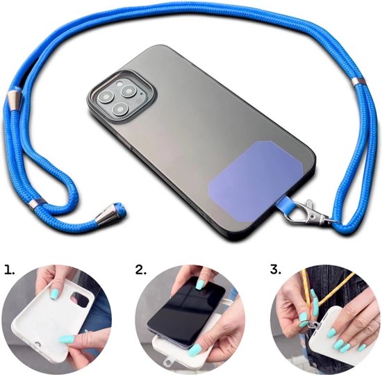 Telefoonkoord universeel – Schouder- en neklanyard touw – Telefoonketting hanger – Voor sleutels/ID-badge/naamkaart – Paars-Telefoonkoord-Ilumina Benelux