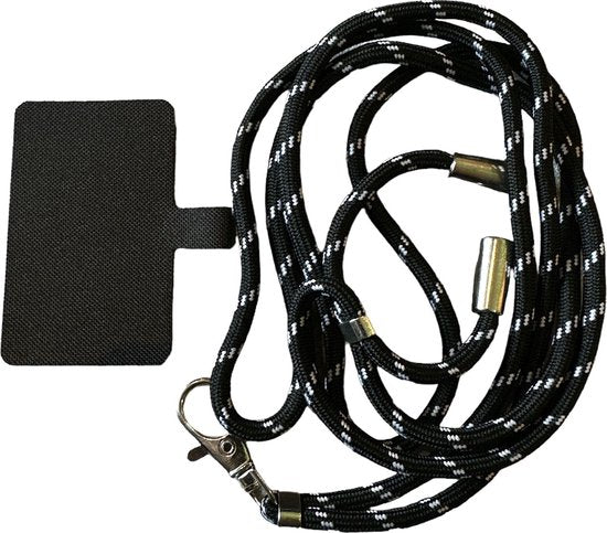 Telefoonkoord universeel – Schouder- en nekriem touw – Telefoonketting met hanger – Voor sleutels/ID-badge/naamkaart – Zwart-Telefoonkoord-Ilumina Benelux