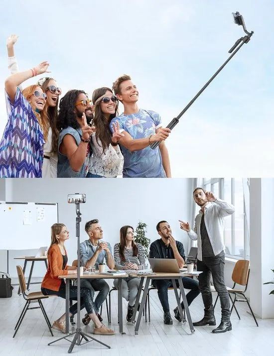 Telefoonstatief – Auto Face Tracking 360° Rotatie – Selfie Stick Quadrapod Aluminium – Afstandsbediening – Zwart-Selfiesticks-Ilumina Benelux