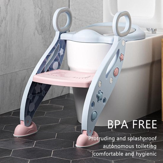 Toiletbril met Trapje voor Kinderen – Opvouwbaar Toiletzitje – WC-bril Verkleiner – Antislip Trap – Wit-Toiletverkleiner-Ilumina Benelux