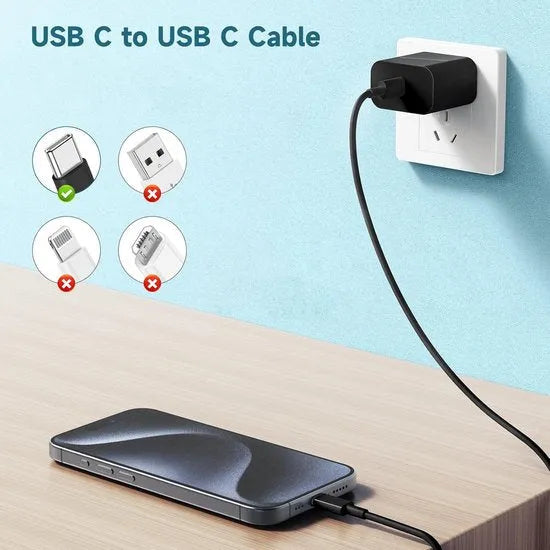 USB-C kabel – 2 Meter Oplaadkabel 3-Pack – Snelladen – Geschikt voor iPhone 15/16 & Samsung – Zwart-USB-Kabels-Ilumina Benelux