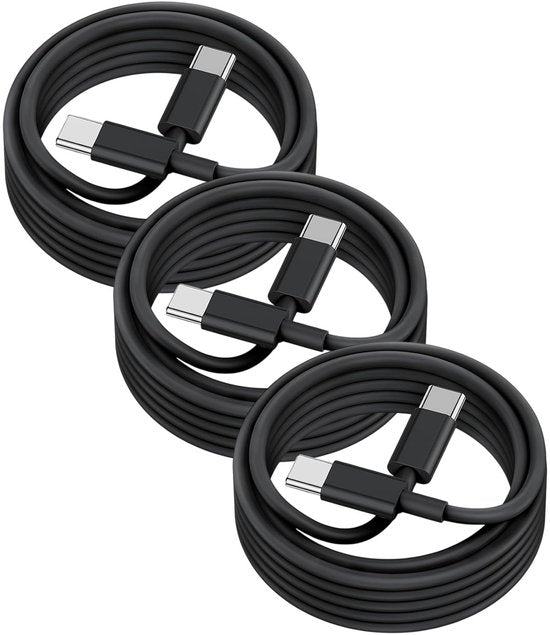 USB-C kabel – 2 Meter Oplaadkabel 3-Pack – Snelladen – Geschikt voor iPhone 15/16 & Samsung – Zwart-USB-Kabels-Ilumina Benelux
