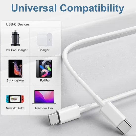 USB-C kabel – Oplaadkabel 1 meter 3-pack – Snelladen – Geschikt voor iPhone 15/16 & Samsung – Wit-USB-Kabels-Ilumina Benelux