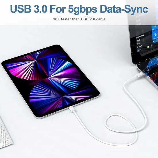 USB-C kabel – Oplaadkabel 1 meter 3-pack – Snelladen – Geschikt voor iPhone 15/16 & Samsung – Wit-USB-Kabels-Ilumina Benelux