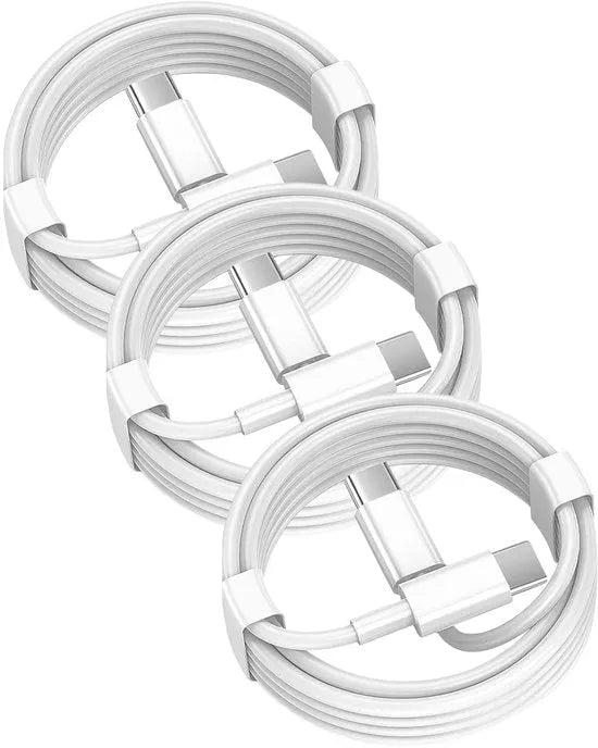 USB-C kabel – Oplaadkabel 1 meter 3-pack – Snelladen – Geschikt voor iPhone 15/16 & Samsung – Wit-USB-Kabels-Ilumina Benelux