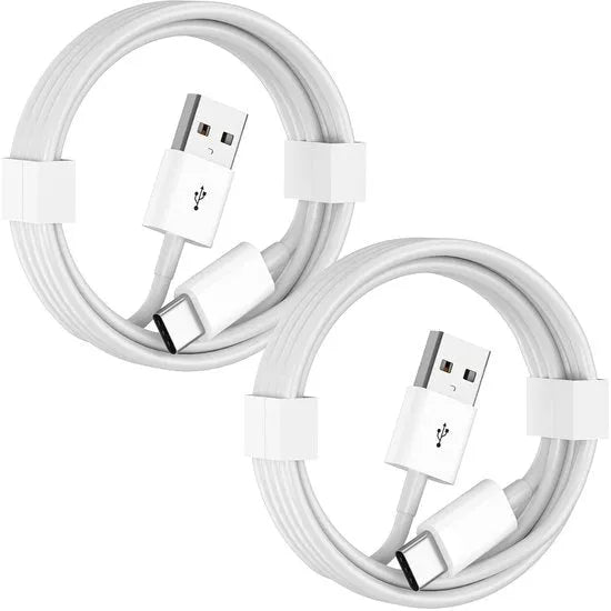 USB-C kabel – USB-A naar USB-C Oplaadkabel 2-pack 1m – Snelladen – Geschikt voor Samsung/Xiaomi/Sony/OnePlus – Wit-USB-Kabels-Ilumina Benelux