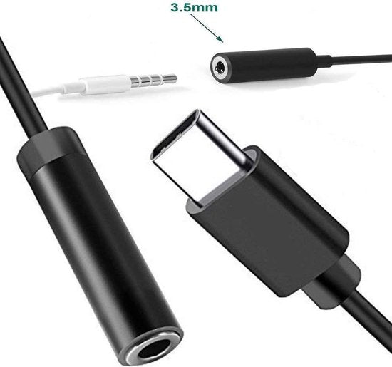 USB-C naar 3,5 mm hoofdtelefoonadapter – Audio jack converter – 2 stuks – Zwart-Ilumina Benelux