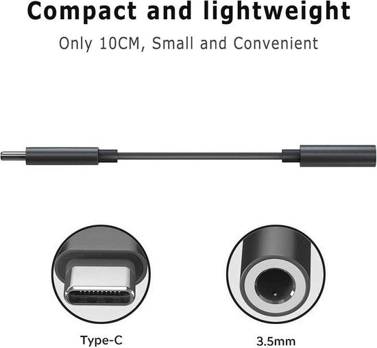 USB-C naar 3,5 mm hoofdtelefoonadapter – Audio jack converter – 2 stuks – Zwart-Ilumina Benelux