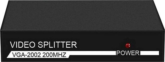 VGA Splitter – 1-in-2 Kabelverdeler voor 2 Monitoren – 1920x1440 200MHz – Incl. Voeding – Zwart-HDMI-switch-Ilumina Benelux