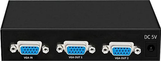 VGA Splitter – 1-in-2 Kabelverdeler voor 2 Monitoren – 1920x1440 200MHz – Incl. Voeding – Zwart-HDMI-switch-Ilumina Benelux