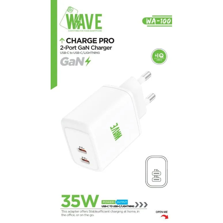 GaN Snellader 35W met 2x USB-C Poorten + USB-C naar Lightning Kabel 1 Meter-Ilumina Benelux