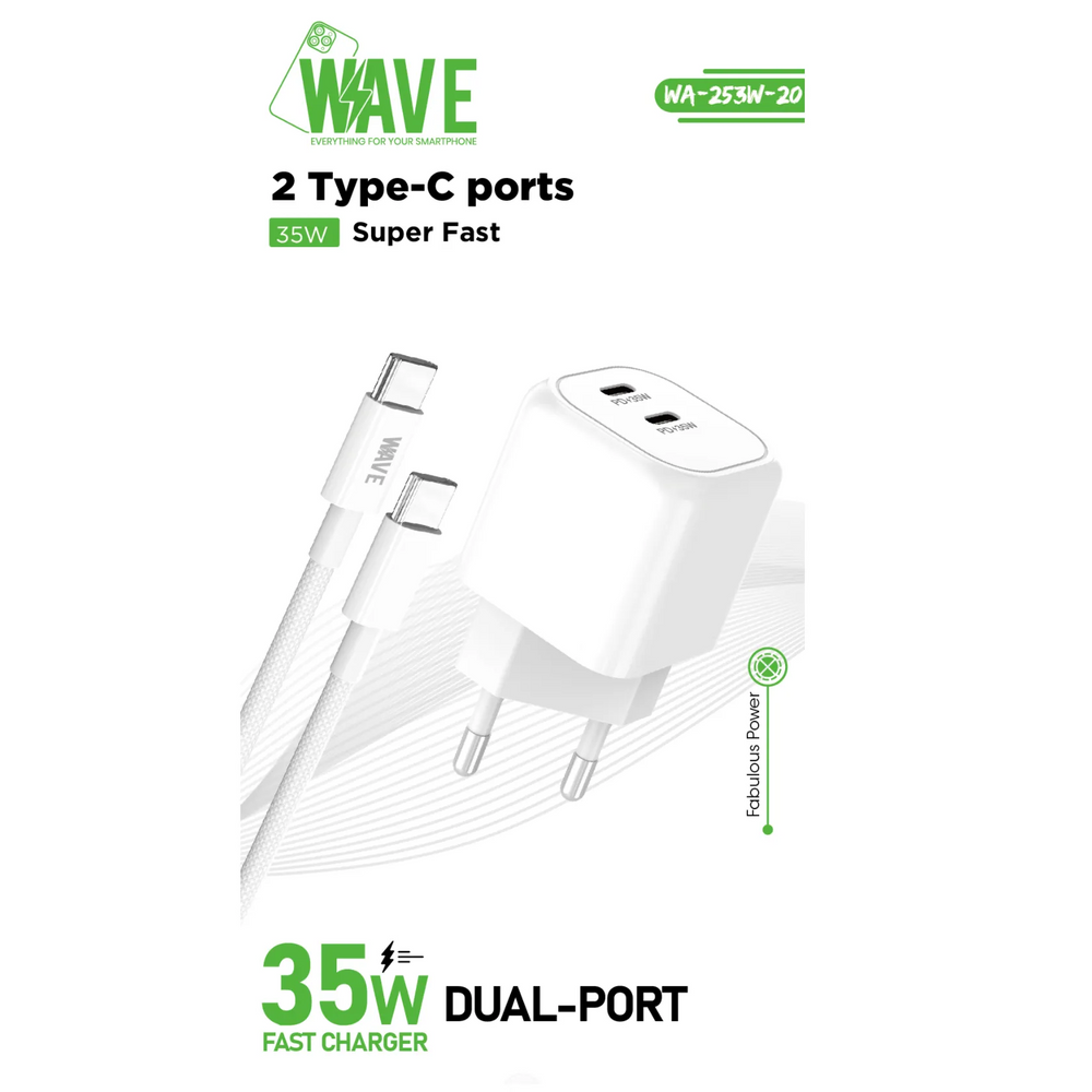 35W Dual USB-C Snellader + USB-C naar USB-C Kabel 1 Meter-Ilumina Benelux